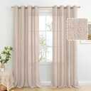 BGment Taupe Linen Curtains 95 Inch Long for Living Room - Burlap Textured Light Filtering Window Treatments Grommet Sheer Drapes for Farmhouse, 2 Panels, 52 X 95 Inch