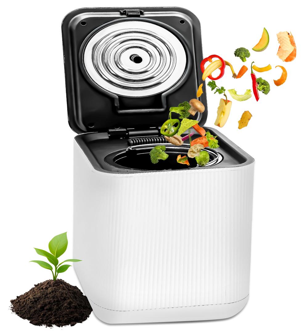 Nutrichef 3L Electric Kitchen Composter - Turn Organic Material & Food Scraps Into Fertilizer | Countertop Automatic Compost Bin | Dry, Crush, & Cooling Functions | Perfect for Kitchens & Apartments