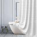 Striped Farmhouse White Stall Shower Curtain Boho Linen Fabric Shower Curtains for Bathroom, Heavy Duty Small Bathroom Curtain Set with Tassel - Cloth Shower Curtain 36x72 inches with Hooks