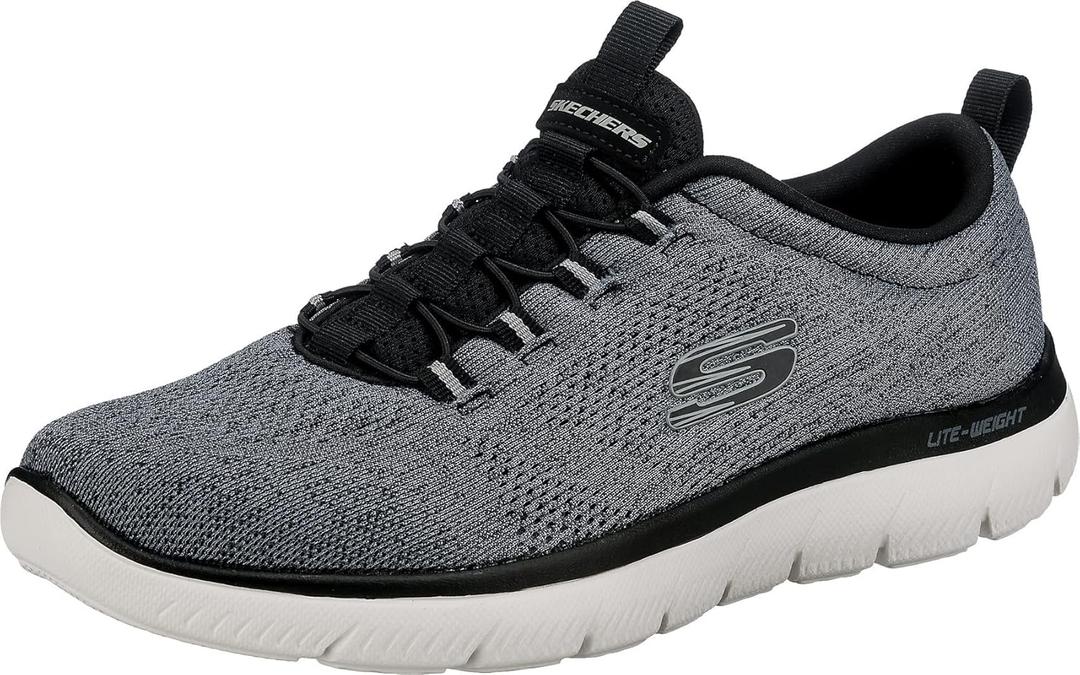 Skechers Men's Summits Louvin Slip-On Sneaker (11.5 Wide, Black/White)