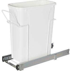 Knape & Vogt in-Cabinet 20 Quart Single Pull Out Trash Can, Minimum Cabinet Dimensions 17-1/2 in. H x 8-1/2 in. W x 20-1/2 in D, Steel, RS-PSW9-1-20-W, White