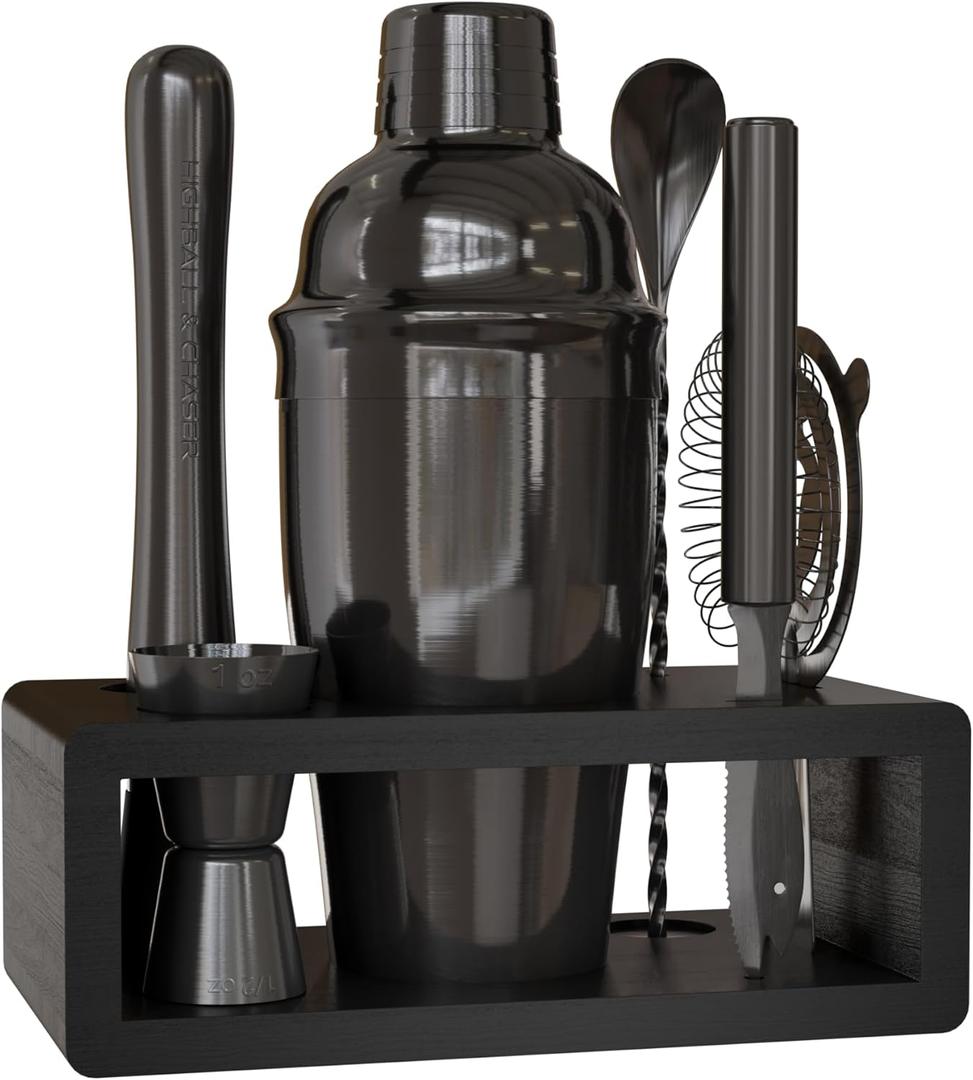 Highball & Chaser Cocktail Shaker Set: Bartender Kit for Home Bar Mixology Cocktail Bar Set Plus E-Book with 30 Recipes
