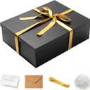 Mefleet 17x13x5 Inches Large Gift Box with Lid for Presents 1 Pack Big Deep Black Gift Boxes for Christmas, Birthday, Valentine's Day,Mother's Day Presents - Contains Crinkle Paper,Ribbon and Card