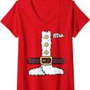 Womens Funny Mrs. zClaus Matching Couples His Her Mr Mrs Santa V-Neck T-Shirt - Medium