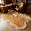 Fluffy Faux Fur Rug Brown Sheepskin Area Rug,4x6 Ft Ultra Soft Shaggy Plush Rug for Bedroom Bedside Living Room Nursery Kids Room
