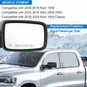JDMSPEED Right Passenger Side Door Mirror Compatible with Ram 1500 2009-2018 Compatible with Ram 2500 3500 2010-2018 with Heated Power Glass Turn Signal Puddle Light(9 Pins)