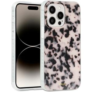 SCORPIFY for iPhone 15 Pro Case [Compatible with MagSafe] with Pink Tortoise Shell Design, Cute Brown Magnetic Phone Cover for Women Girls, Slim Shockproof Bumper with Stylish Pattern