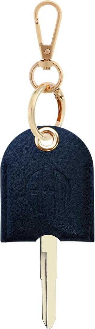 5 x Leather Keys Sleeve for Broken Car Key Loop Replacement, Keychain Cover Cute Protector and Holder for Men, Women (Blue)