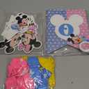 Mickey and Minnie Gender Reveal Party Decorations, Birthday Party Supplies from Mickey and Minnie Gender Reveal Party Supplies include Banners - Cake Toppers - 12 Cupcake Toppers - 18 Balloons