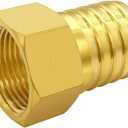 Uenede 2PCS Brass 3/4" NPT Female to 1" Hose Barb Fittings Adapter Connector Include 2 Clamps for Water/Oil/Gas