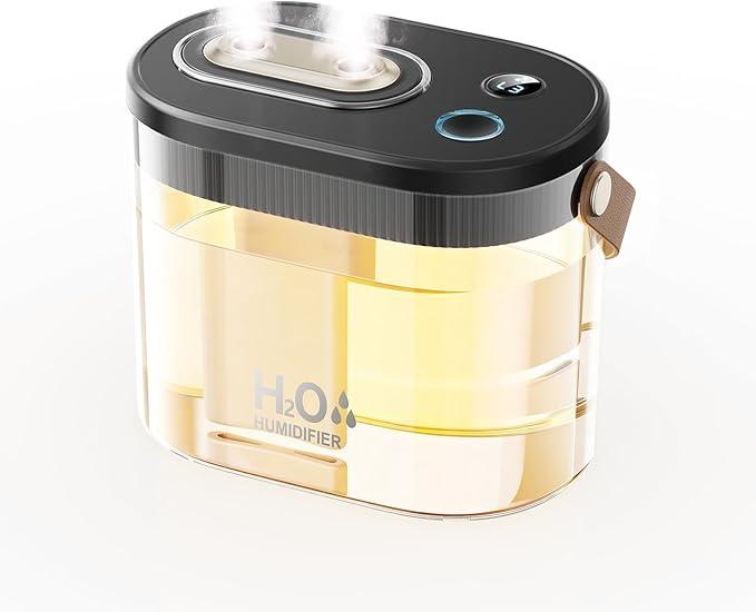 DIGIX Rechargeable Portable HumidifierSmart Display,Night Light,Easy Clean,1.4L Small Humidifiers for Bedroom Baby, Personal Mini Humidifier for Travel Home Plants,3 Mist Modes, Auto ShutOff (Black)
