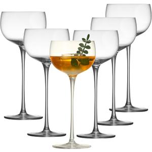 Crystal Cocktail Coupe Glasses, Set of 6, Classic Stemmed Design for Martini, Cosmopolitan, Manhattan
