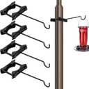 Bird Feeder Hanger Hook for 0.9-2.7" Pole, Iron Clamp-On Deck Hook for Railing Pole, Outdoor Hanging Bracket for Plant, Tree Branch Hooks for Bird House Holder (4 Pack)