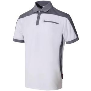 WORK IDEA Men's Polo Shirt Short Sleeve Breathable Work Shirts Golf Polo Tennis T-Shirt Tops, M, Whitegrey