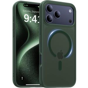 2 x Magnetic for iPhone 17 Pro Max Case,[Anti-Slip][Compatible with MagSafe][Military Grade Drop Protection] Shockproof Protective Translucent Phone Case for iPhone 17 Pro Max Case,Forest Green