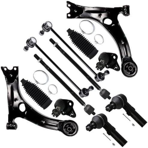 SCITOO 10-PC SET Suspension Kit For 2009-2013 For Toyota Corolla Front Lower Control Arm Lower Ball Joint Inner Outer Tie Rod End w/Boot Sway Bar End Link