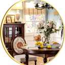 XRAMFY 30 Inch Round Mirror - Circle Mirrors for Bathroom, Entryway and Living Room Wall Decor, Modern Hanging Vanity Mirror, Matte Gold Circle Decorative Wall Mirror