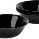 14 OZ (16 OZ MAX) Black Opal Glass Cereal Bowl Set of 4, 6.5 inch Dishwasher & Microwave Safe Round Bowls for Soup, Salad and Rice