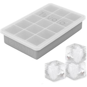 Tovolo Silicone Ice Cube Tray with Lid for Freezer Oyster Gray, Dishwasher Safe BPA Free Silicone Ice Cube Mold Tray with Cover, Easy Release 1 Inch Ice Cube for Coffee Cocktails Bourbon Whiskey