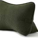 Pat. Pend. Corduroy Ergonomic Lumbar Support Pillow for Sitting Support, Triangle Back Cushion for Sofa, Armchair & Bed, Washable Cover, Avocado Green