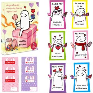 Valentine Cards for Kids Classroom - 6 Pack Pop-Up Valentine's Day Cards with Envelopes & Stickers, Fun Valentine's Day Gifts for Kids, Boys, Girls, Teenagers for School Exchange