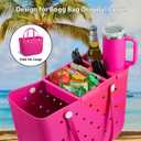 Topper Tray Cup Holder Accessory for Bogg Bag Original Large/X-Large, Fits for Stanley 40oz - Lightweight Beach Bag Accessories Table Top (Pink)
