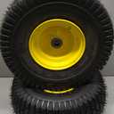 AR-PRO (2 Pack) 15 x 6.00-6" Tubeless Tire and Wheel Assembly, Replacement Riding Lawn Mower Front Tires, Compatible with John Deere Riding Mowers and Lawn Tractor, 3" Centered Hub and 3/4" Bushings (Yellow)