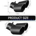 Dual Exhaust Tips, Stainless Steel Car Muffler Exhausts with Bolt, 2.48" Double Outlet Bending Auto Tail Pipe Muffler Tip, Universal Car Exhaust Pipe Modification Accessories (Black)