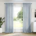Blue Linen Curtains 108 Inches Long for Living Room 2 Panels Set Back Tab Pocket Farmhouse Boho Light Filtering Semi Sheer Dusty Stone Blue Curtains for Bedroom Dining Room, 9 FT Tall Grey Blue