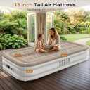 Sebor Air Mattress with Built-in Pump, Comfortable Self-Inflating Air Mattress with High-Speed Pump, Durable Blow Up Mattress Twin with Storage Bag for Guests, Camping (Khaki White, 13" Twin XL)