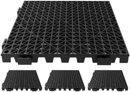 Tioncy 4 Pcs Bar Countertop Supplies Interlocking Mats 12 x 12 Inch Rubber Black Shelf Liners Bar Drying Coffee Non Slip Spills Mats for Bartending Home Cocktail Bars Restaurants