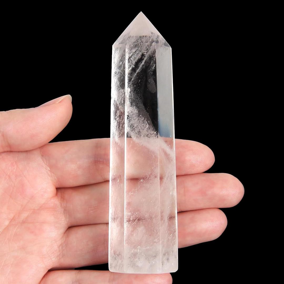 Clear Quartz Crystal Wand-1 Pc 3.5"-3.9" Natural Clear Quartz Crystal Wands, Healing Crystal and Stones, Natural Stone Tower, Gift Box Packaging