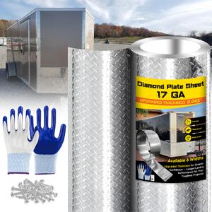 Diamond Plate Aluminum Sheet 3003 H22, 17GA 0.045" Thick, Heavy-Duty Aluminum Sheet Metal 40" x 120", Rust-Resistant Metal Panel for Kitchen, Bathroom, Walk-In Refrigerators, Trailers & DIY Projects