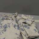 jinchan Floral Kitchen Curtains 24 Inch Linen Tier Curtains Farmhouse Cafe Half Window Drapes Over Sink Light Filtering Blue on Beige for Living Room Laundry Tie Top 2 Panels