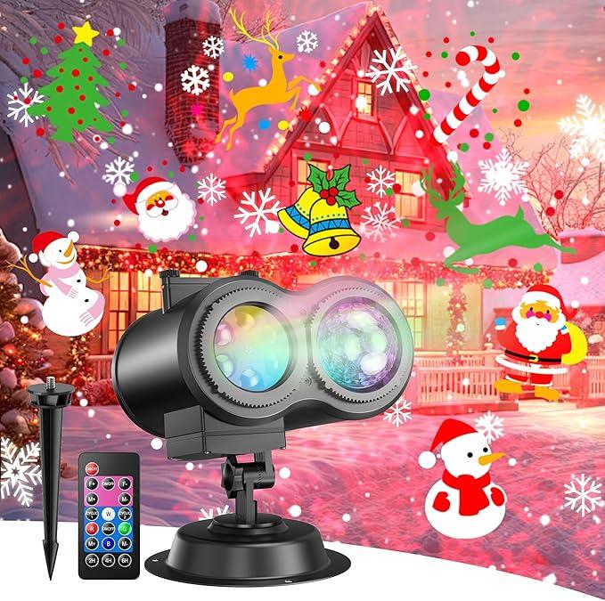 4-Large Pattern Halloween Christmas Projector Lights Outdoor, 29 Effects Holiday Projector Light Outdoor  Christmas Decorations Lighting for Outside Home Party House Decor