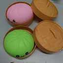 2 x 2 Pack Dumpling Squishy Mystery Box – Slow Rising TPR Smiley Face Squeeze Toy, Tear-Resistant Fidget Sensory Toys for Easter Basket Stuffers, Goodie Bag Fillers Kids Adults (Pink & Green)