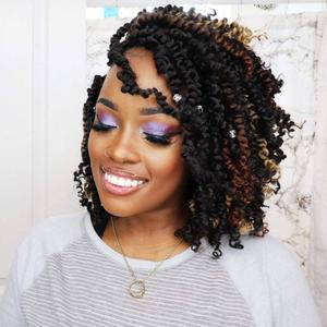 ToyoTress Tiana Passion Twist Hair - 10 Inch 8 Packs Ombre Brown Pre-Looped Pre-Twisted Passion Twists Crochet Braids Made Of Bohemian Hair Synthetic Braiding Hair Extension (10 Inch, T30-8P)