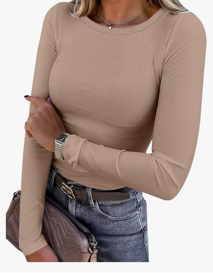 Women Long Sleeve Crewneck Rib Knit Slim Fit Shirts Basic Tee Tops 2024 Casual T-Shirt Going Out Workout Outfits, S, XXL, 2 Pieces Women Long Sleeve Crewneck Rib Knit Slim Fit Shirts Basic Tee Tops 2024 Casual T-Shirt Going Out Workout Outfits, S, XXL, 2 Pieces