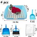 kathson Large Rabbit Litter Box, Pets Toilet Potty Trainer Tray Corner Small Animals Litter Bedding Box Bigger Pet Pan with Grass Mats for Adult Guinea Pig/Chinchilla/Ferret/Rabbit (Blue)