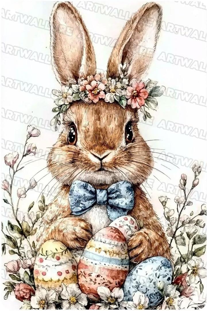 Easter Rabbit Vintage Tin Sign Bunny Decor Metal Sign For Home Bedroom Living Room Wall Plaque 8x12Inch (20X30cm(12*8in))