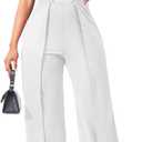 sexycherry Formal Jumpsuit for Women Dressy Elegant Long Straight Pants Jumpsuits for Party Club with Zipper (Medium, White/Ruffles)