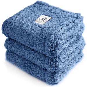 Luciphia 1 Pack 3 Calming Dog Blanket Fluffy Premium Fleece Pet Blankets Soft Sherpa Throw for Dogs Puppy Cat Haze Blue Medium (30" x20")