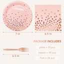 Serve 35 Guests Pink and Rose Gold Plates and Napkins Party Supplies,7 Inch Happy Birthday Pink Paper Plates Disposable for Bridal Showers Birthday Wedding