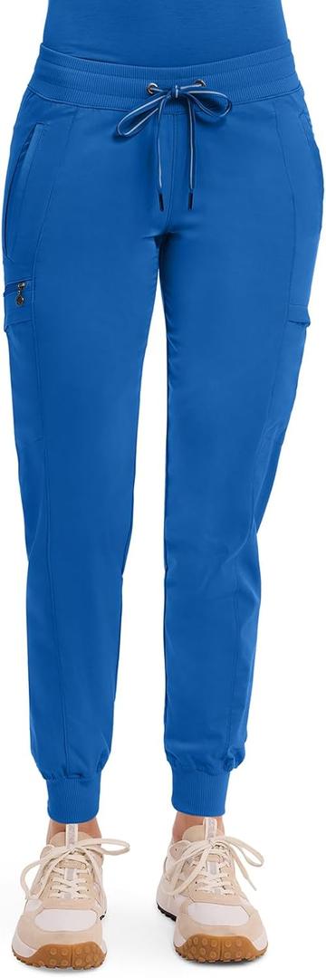 Healing Hands Women's Jogger Scrub Pant 7 Pockets Elastic Drawstring, with Moisture Wicking & 2-Way Stretch Technology - 9244 (Large, Royal)