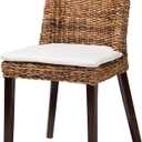 bali & pari Abbas Bohemian Seagrass and Dark Brown Wood Dining Chair ( Pillow Not Inlcuded)