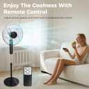 Aottop 16" Pedestal Fan with Touch Screen & LED Celsius Thermometer - Remote Control, 3 Speeds, 90 Oscillating,3 Wind Modes, 8H Timer, Quiet Standing Fan for Bedroom/Living Room/Office