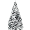 9 ft. Unlit Premium Snow Flocked Hinged Artificial Christmas Tree with Metal Stand