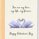 Romantic Swan Anniversary Card for Wife Husband, Happy Valentine's Day Card for Soulmate, You Are My Love Greeting Card for Him Her, Vintage Love Note with Envelope 5x7