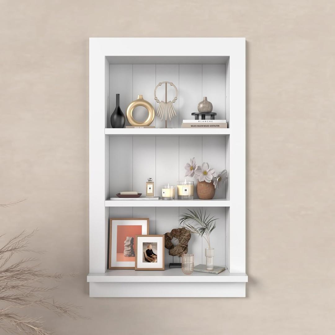 Recessed Medicine Cabinet with Shelves in-Wall Medicine Cabinet Organizer for Bathroom, Kitchen or Bedroom Modern White Niche Storage Cabinet 14"x24"