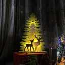 Lighted Christmas Tabletop Decorations,Supergorea,Wooden Christmas Tree and Deer Table Decor,LED Wood Craft Light 2AA Battery Powered 12.7 inch for Xmas Home Decoration (Indoor)
